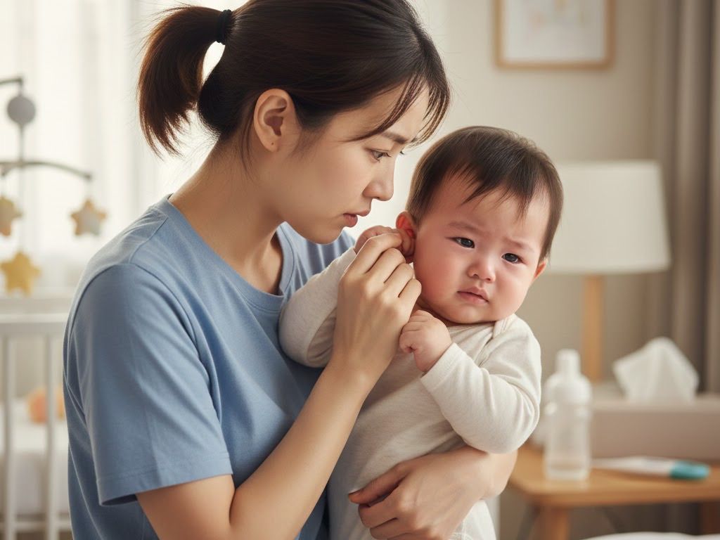 赤ちゃんの中耳炎:耳を触ってぐずる時は要注意!予防と治療法